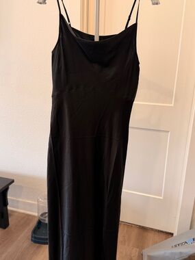 Quince Black Silk Cowl Neck Slip Dress